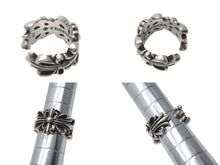 Load image into Gallery viewer, CHROME HEARTS クロムハーツ ダブルフローラルクロス リング 指輪 17号 16.4g シルバー 925 美品 中古 4c074176