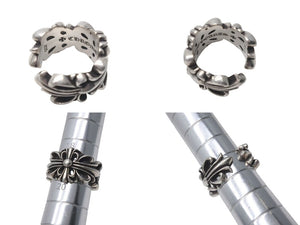 CHROME HEARTS クロムハーツ ダブルフローラルクロス リング 指輪 17号 16.4g シルバー 925 美品 中古 4c074176