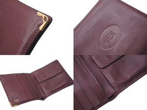CARTIER カルティエ ヴィンテージ マストライン コンパクトウォレット ショートウォレット 財布 ボルドー 中古 4c074190