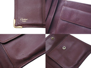 CARTIER カルティエ ヴィンテージ マストライン コンパクトウォレット ショートウォレット 財布 ボルドー 中古 4c074190