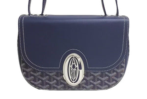 極美品 GOYARD ゴヤール サック233 PM 2WAY ショルダーバッグ ハンドバッグ フランス製 PVC レザー ネイビー シルバ金具 中古 4c074201
