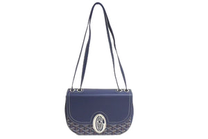 極美品 GOYARD ゴヤール サック233 PM 2WAY ショルダーバッグ ハンドバッグ フランス製 PVC レザー ネイビー シルバ金具 中古 4c074201