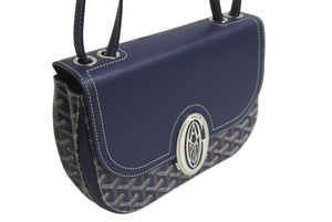 極美品 GOYARD ゴヤール サック233 PM 2WAY ショルダーバッグ ハンドバッグ フランス製 PVC レザー ネイビー シルバ金具 中古 4c074201