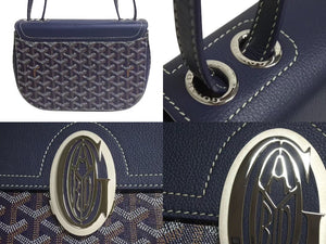 極美品 GOYARD ゴヤール サック233 PM 2WAY ショルダーバッグ ハンドバッグ フランス製 PVC レザー ネイビー シルバ金具 中古 4c074201