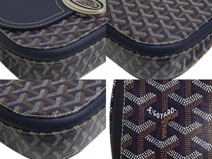 極美品 GOYARD ゴヤール サック233 PM 2WAY ショルダーバッグ ハンドバッグ フランス製 PVC レザー ネイビー シルバ金具 中古 4c074201