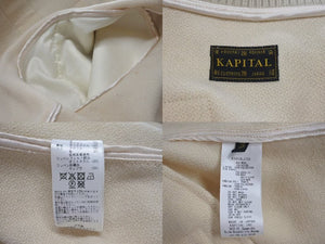 KAPITAL キャピタル バーシティ ジャケット ベージュ アウター アクリル ウール レザー K1910LJ105 サイズ3 美品 中古 4c074204