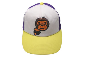 A BATHING APE アベイシングエイプ ベイビーマイロ ラインストーン JAPAN製 イエロー ホワイト パープル サイズF 美品 中古 4c074210 