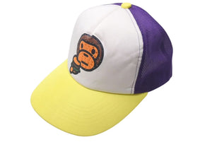 A BATHING APE アベイシングエイプ ベイビーマイロ ラインストーン JAPAN製 イエロー ホワイト パープル サイズF 美品 中古 4c074210 