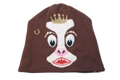 A BATHING APE アベイシングエイプ ホルスタイン ビーニー ニットキャップ ニット帽 ブラウン ベイプ 美品 中古 4c074211 