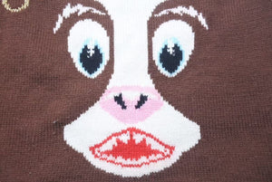 A BATHING APE アベイシングエイプ ホルスタイン ビーニー ニットキャップ ニット帽 ブラウン ベイプ 美品 中古 4c074211 