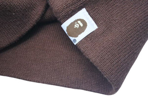 A BATHING APE アベイシングエイプ ホルスタイン ビーニー ニットキャップ ニット帽 ブラウン ベイプ 美品 中古 4c074211 