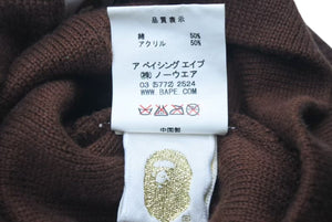 A BATHING APE アベイシングエイプ ホルスタイン ビーニー ニットキャップ ニット帽 ブラウン ベイプ 美品 中古 4c074211 