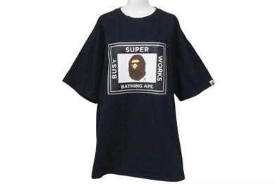 極美品 A BATHING APE BAPE アベイシングエイプ SUPER BUSY WORKS 001TEK801006M Tシャツ ブラック2XL 中古 4c074214 