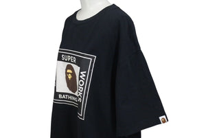 極美品 A BATHING APE BAPE アベイシングエイプ SUPER BUSY WORKS 001TEK801006M Tシャツ ブラック2XL 中古 4c074214 