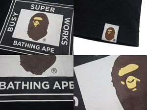 極美品 A BATHING APE BAPE アベイシングエイプ SUPER BUSY WORKS 001TEK801006M Tシャツ ブラック2XL 中古 4c074214 