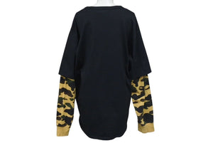A BATHING APE アベイシングエイプ 迷彩切り替え長袖Tシャツ ロンT カモフラージュ XLサイズ 001LTH801009M 美品 中古 4c074225 