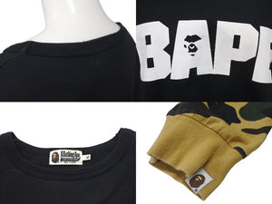 A BATHING APE アベイシングエイプ 迷彩切り替え長袖Tシャツ ロンT カモフラージュ XLサイズ 001LTH801009M 美品 中古 4c074225 