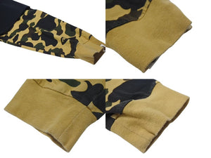 A BATHING APE アベイシングエイプ 迷彩切り替え長袖Tシャツ ロンT カモフラージュ XLサイズ 001LTH801009M 美品 中古 4c074225 