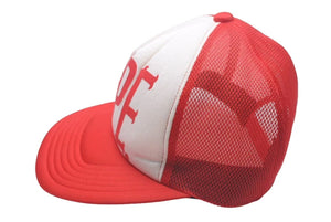 A BATHING APE アベイシングエイプ BAPEロゴ メッシュキャップ トラッカー ハット レッド ホワイト Mサイズ 中古 4c074231