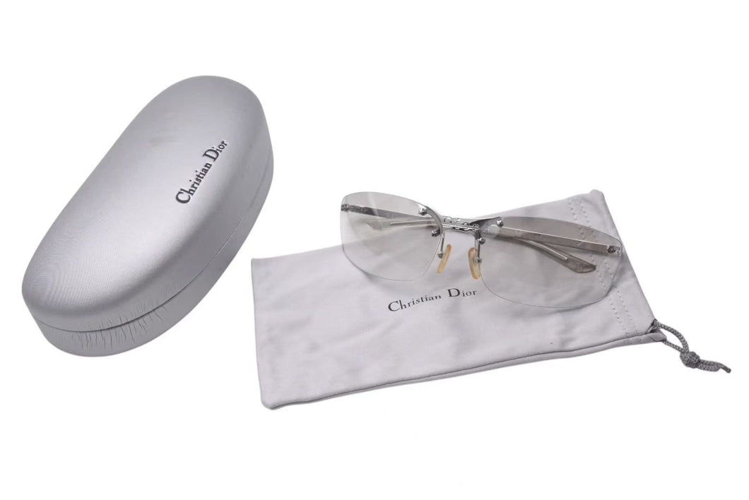 極美品 Christian Dior クリスチャンディオール DIOR POP リムレスサングラス YB7NN サイズ65□15 120 シルバー 中古 4c074237