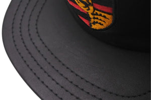 新品未使用 Porsche ポルシェ deadstock デッドストック キャップ 帽子 レザー ブラック イエロー レッド ゴールド金具 中古 4c074238