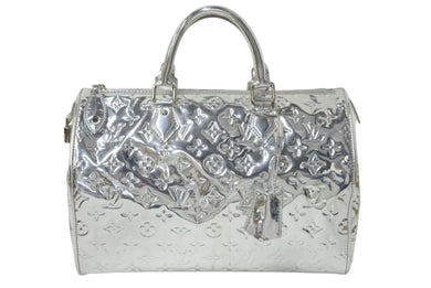 新品同様 LOUIS VUITTON ルイヴィトン スピーディ30 ハンドバッグ M95271 モノグラム ミロワール シルバー アルジャン 中古 4c074244