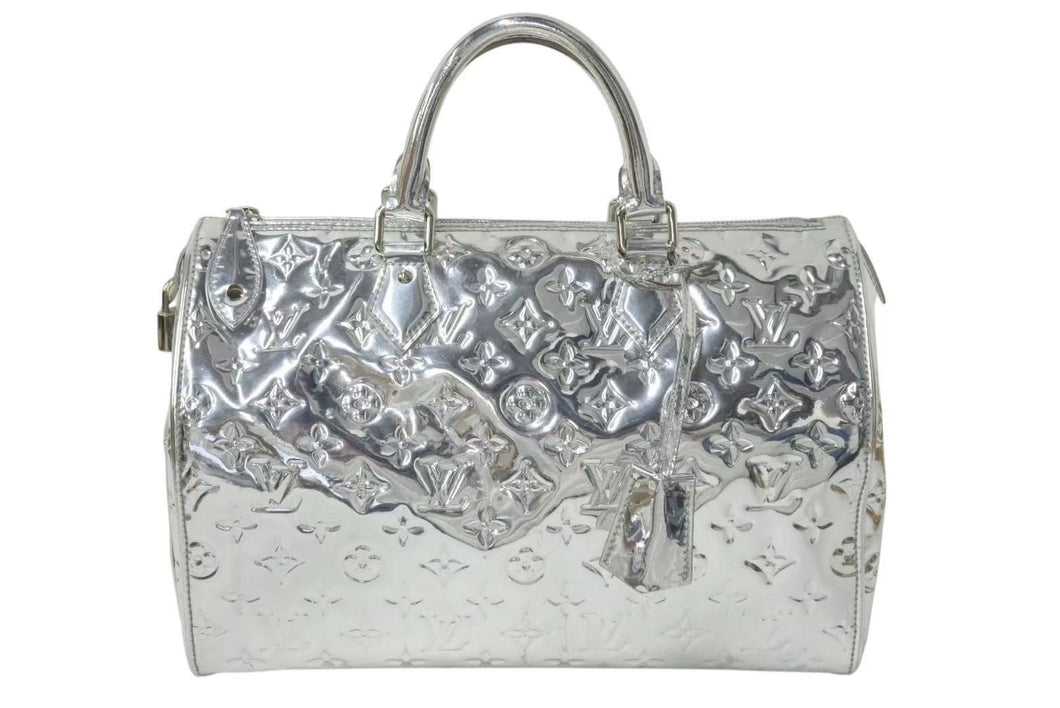 新品同様 LOUIS VUITTON ルイヴィトン スピーディ30 ハンドバッグ M95271 モノグラム ミロワール シルバー アルジャン 中古 4c074244
