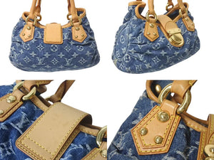 LOUIS VUITTON ルイヴィトン モノグラムデニム ミニプリーティ PM ハンドバッグ M95020 レザー ブルー 美品 中古 4c074246
