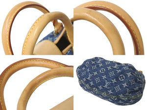 LOUIS VUITTON ルイヴィトン モノグラムデニム ミニプリーティ PM ハンドバッグ M95020 レザー ブルー 美品 中古 4c074246