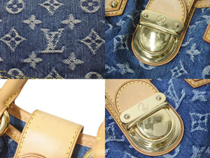 LOUIS VUITTON ルイヴィトン モノグラムデニム ミニプリーティ PM ハンドバッグ M95020 レザー ブルー 美品 中古 4c074246