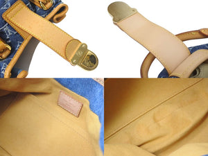 LOUIS VUITTON ルイヴィトン モノグラムデニム ミニプリーティ PM ハンドバッグ M95020 レザー ブルー 美品 中古 4c074246