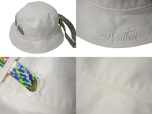 LOUIS VUITTON ルイヴィトン LVプレイ バケットハット M7060M イエロー ホワイト モノグラム リバーシブル コットン 美品 中古 4c074247
