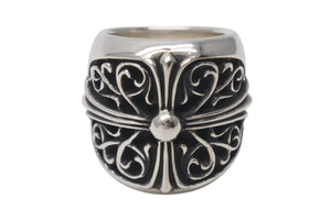 極美品 CHROME HEARTS クロムハーツ CLASSIC OVAL クラシック オーバルクロス リング 重量約36.4g サイズ14号 シルバー925 中古 4c074248