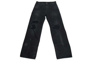 極美品 BALENCIAGA バレンシアガ DENIM SIZE BAGGY LARGE FIT デニムパンツ 2022 745151 サイズL ダメージ加工 中古 4c074255