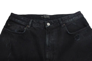 極美品 BALENCIAGA バレンシアガ DENIM SIZE BAGGY LARGE FIT デニムパンツ 2022 745151 サイズL ダメージ加工 中古 4c074255