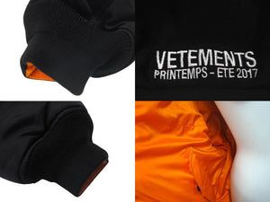 VETEMENTS ヴェトモン デムナ期 ALPHA ボンバージャケット リバーシブル 2017 オレンジ ブラック TA01298076 美品 中古 4c074256 