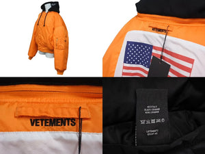 VETEMENTS ヴェトモン デムナ期 ALPHA ボンバージャケット リバーシブル 2017 オレンジ ブラック TA01298076 美品 中古 4c074256 