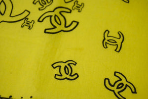 CHANEL シャネル スカーフ バンダナ柄 ココマーク ペイズリー ハンカチ 92年製 イエロー コットン 美品 中古 4c074270