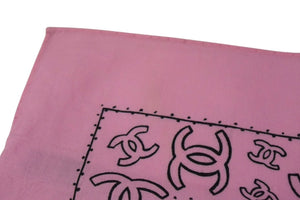 CHANEL シャネル スカーフ バンダナ柄 ココマーク ペイズリー ハンカチ 92年製 ピンク コットン 良品 中古 4c074271