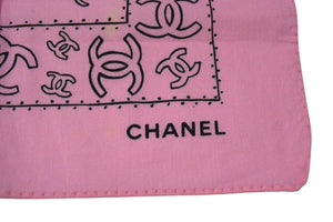 CHANEL シャネル スカーフ バンダナ柄 ココマーク ペイズリー ハンカチ 92年製 ピンク コットン 良品 中古 4c074271