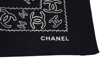 Load image into Gallery viewer, CHANEL シャネル スカーフ バンダナ柄 ココマーク ペイズリー ハンカチ ブラック コットン 美品 中古 4c074276