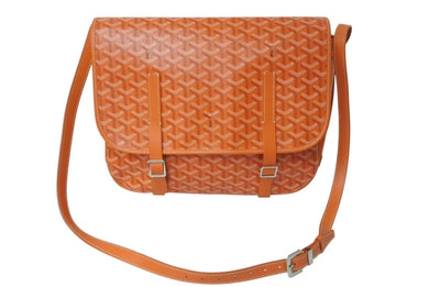 GOYARD ゴヤール ベルヴェデーレ メッセンジャーバッグ ショルダーバッグ フランス製 PVC レザー オレンジ シルバー 美品 中古 4c074280