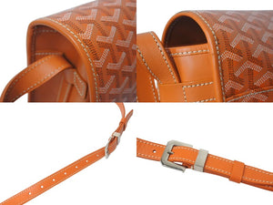 GOYARD ゴヤール ベルヴェデーレ メッセンジャーバッグ ショルダーバッグ フランス製 PVC レザー オレンジ シルバー 美品 中古 4c074280