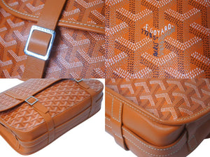 GOYARD ゴヤール ベルヴェデーレ メッセンジャーバッグ ショルダーバッグ フランス製 PVC レザー オレンジ シルバー 美品 中古 4c074280