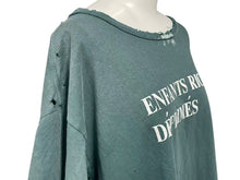 Load image into Gallery viewer, 新品未使用 Enfants Riches Deprimes ERD Tシャツ ダメージ加工 グリーン コットン サイズM 中古 4c074291