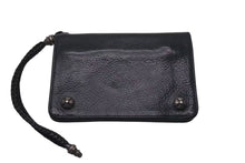 Load image into Gallery viewer, CHROME HEARTS クロムハーツ 2ZIP ウォレット クロスボタン レザーウォレット 二つ折り財布 レザー シルバー925 ブラック 美品 中古 4c074299