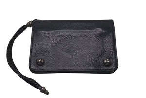 CHROME HEARTS クロムハーツ 2ZIP ウォレット クロスボタン レザーウォレット 二つ折り財布 レザー シルバー925 ブラック 美品 中古 4c074299