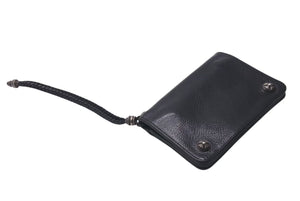 CHROME HEARTS クロムハーツ 2ZIP ウォレット クロスボタン レザーウォレット 二つ折り財布 レザー シルバー925 ブラック 美品 中古 4c074299