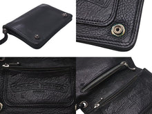 Load image into Gallery viewer, CHROME HEARTS クロムハーツ 2ZIP ウォレット クロスボタン レザーウォレット 二つ折り財布 レザー シルバー925 ブラック 美品 中古 4c074299