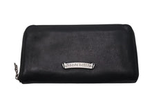 Load image into Gallery viewer, CHROME HEARTS クロムハーツ 長財布 BSフレア ウォレットダガー ラウンドジップ レザー ブラック シルバー925 美品 中古 4c074300